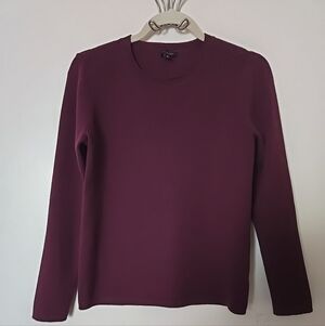 Talbots Womens Cotton Blend Burgundy Crewneck Sweater Sz L